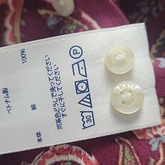 Chaps No Iron Flip Cuffs Button down burguney red paisley shirt - Picture 7 of 8